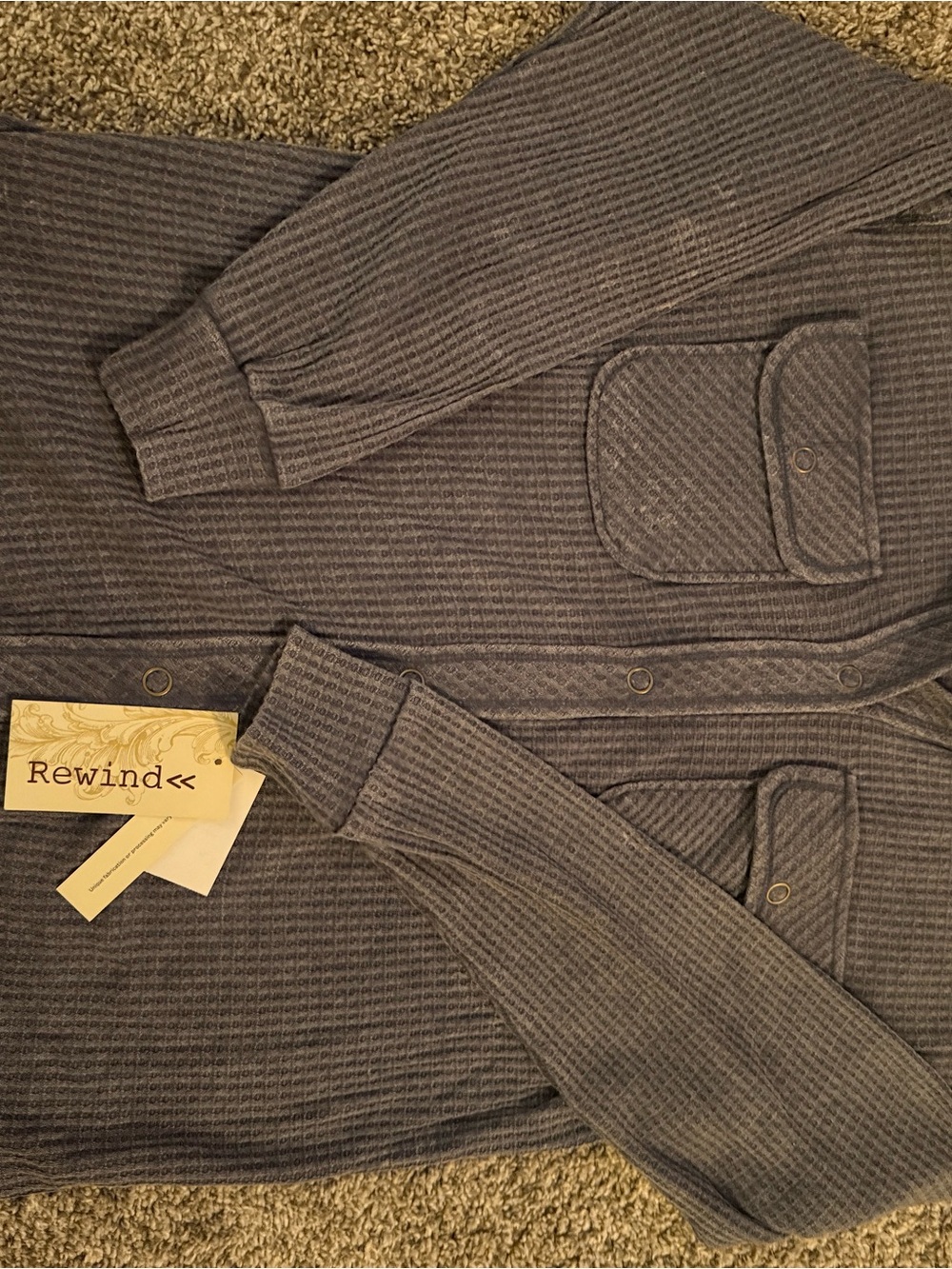 Kohl's Rewind Slate Gray Waffle-Knit Snap Jacket